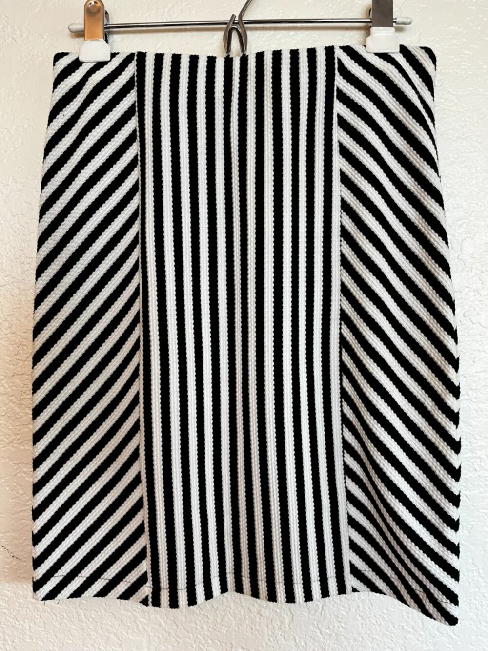 CeCe Black & White Stripe Pencil Skirt, Size S